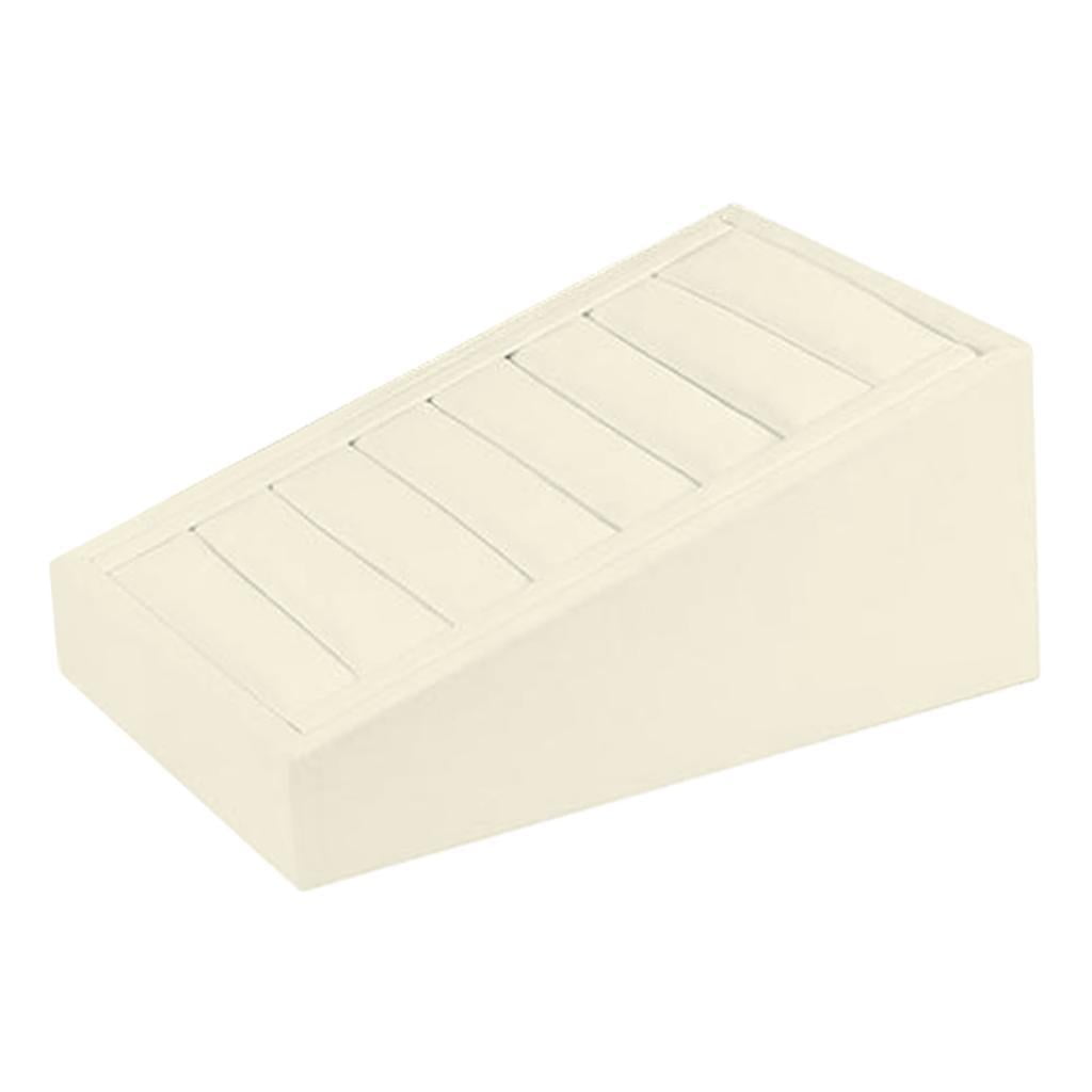 Magideal - Bandeja De Exhibición De Anillos De Cuero, Organizador Para Presentación De Joyería, Caja De Almacenamiento De Joyería, 7 Ranuras Para Exposiciones, D , Blanco Crema