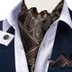 thumbnail image 1 of Corbata Ascot hombre con paño y colleras. Modelo Café Oscuro Flores, 1 of 6