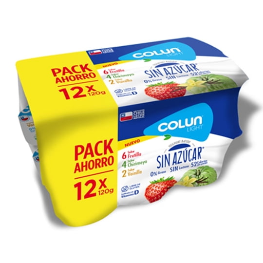 Yoghurt Pack Light Sin Azucar 12 Un Colun