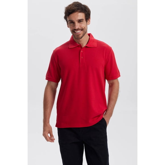 Polera Hombre Piqué Básica Lisa Rojo