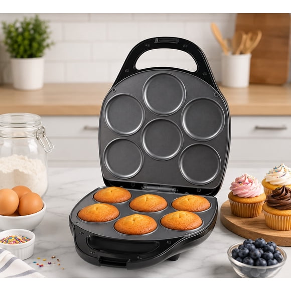 Maquina De Muffins Arepas Tostador Multiuso Antiadherente 1400W 6 cavidades Marca Ackiliss