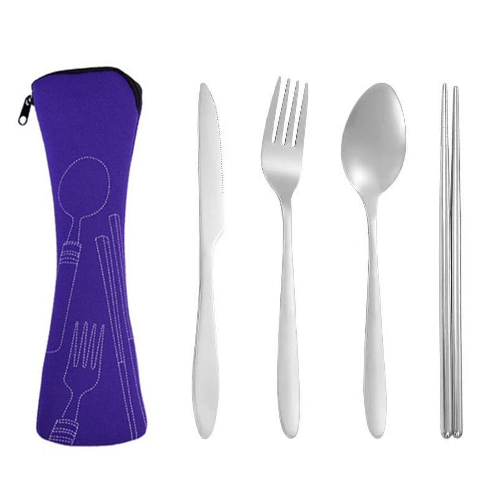 Xmhytop Juego De 4 Piezas Cubiertos De Cocina De Púrpura Con Bolsa De Almacenamiento, Acero Inoxidable, Moderno Y Funcional