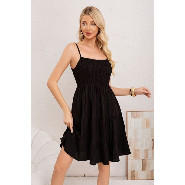 Mini Vestido Corto Pabilos Primavera Mujer Unicolor Moderno 3370
