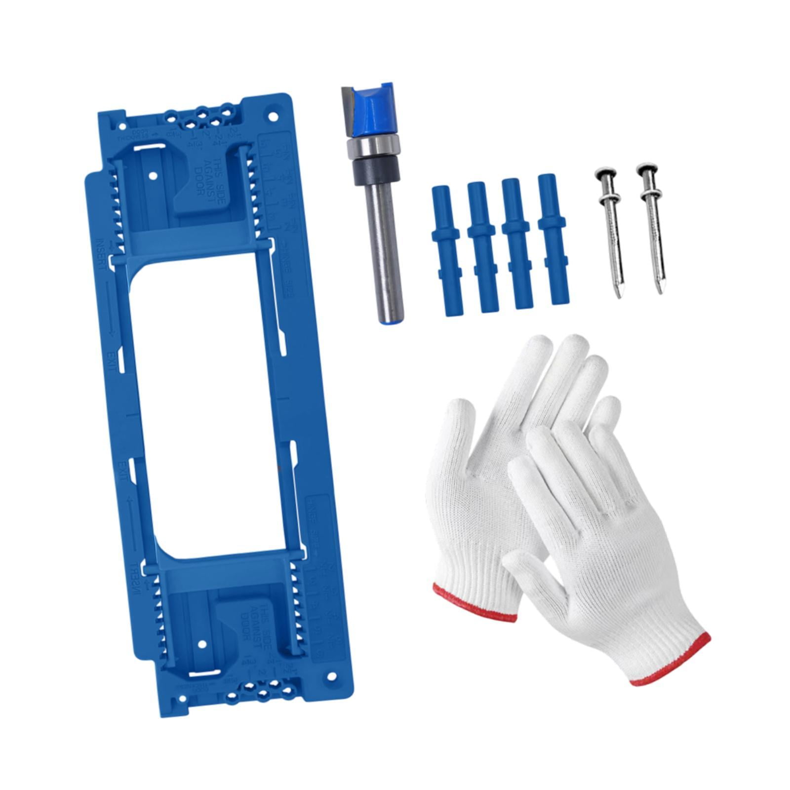 Magideal - Kit De Instalación De Bisagras, Plantillas De Fresado Para Bisagras De Puerta, Kit De Montaje De Puerta Profesional, Mortajadora Portátil Práctica Par Azul