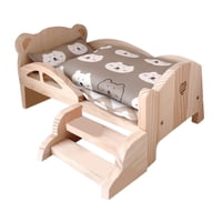 Bothyi - Minicama De Muñeca De Madera 1:12, Juguete De Simulación Para Decoración De Casa De Muñecas, Regalo Navideño Para Niñas, Juego De Cama Con Oso