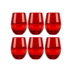 Set 6 Vasos Vidrio Bajos Full Color Rojo 480Ml Allegra
