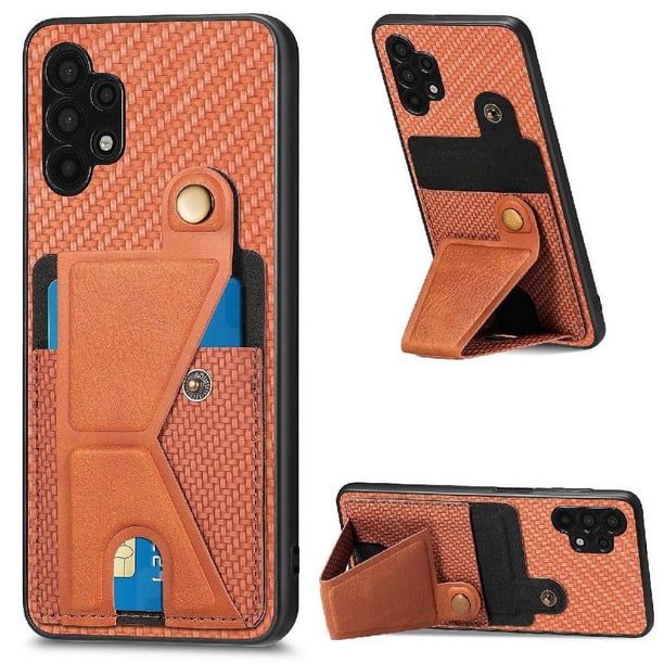 Funda Resistente para Samsung Galaxy A32 5G con Tarjetero y Soporte, Diseño Magnético Marrón