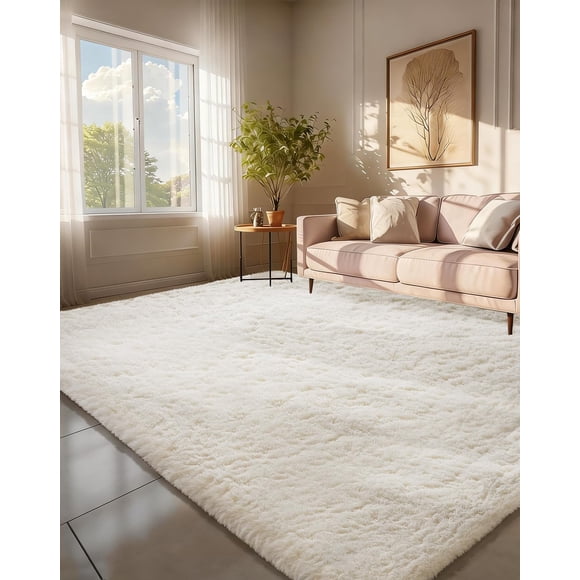 Alfombra de área Ophanie 183 x 274 cm marfil, suave y antideslizante