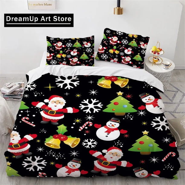 Cat Merry Christmas Santa Claus Bedding Set Boys Girls Duvet Cover Pillowcase Bed Adult Bedroom