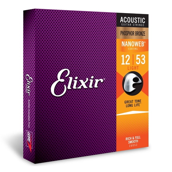 Cuerdas para guitarra acústica Elixir Phosphor Bronze NANOWEB Light