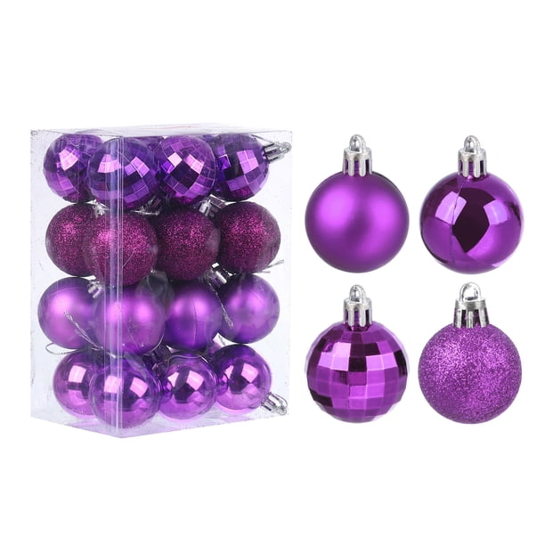 Uxcell 24Pcs Bolas de Navidad Moradas de 1.57 Pulgadas Adornos Irrompibles para Decoración de Árboles de Navidad