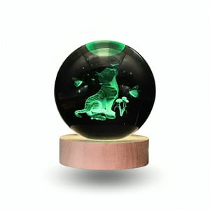 Genérico - Lampara Bola De Cristal Led Rgb Colores Gato