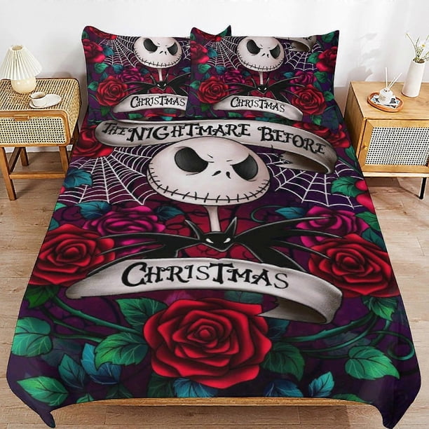 Juego De Ropa De Cama De Pesadilla Antes De Navidad Funda Nórdica Cómoda Y Ligera Juego De Ropa De Cama Con Diseño De Dibujos Animados 3 Piezas