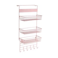 Magideal - Organizador De Despensa Sobre La Puerta, Estante De Especias, Cesta Colgante De Gran Capacidad Para Ahorro De Espacio, Estante De Puerta De Metal Para , Rosa