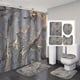 thumbnail image 1 of 1pc Golden Crackle Marble Bath Rug Set with Anti-Slip Mat and Shower Curtain - U-Shaped Toilet Mat and Cover - Luxurious Bathroom Accessories and Decor, 1 of 4