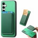 thumbnail image 1 of Funda de Cuero Magnética con Tarjetero para Samsung Galaxy S24 Cubierta Delgada Verde, 1 of 5