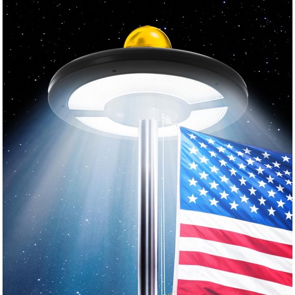 Luz solar ultrabrillante de 128 LED para asta de bandera Deneve, resistente al agua