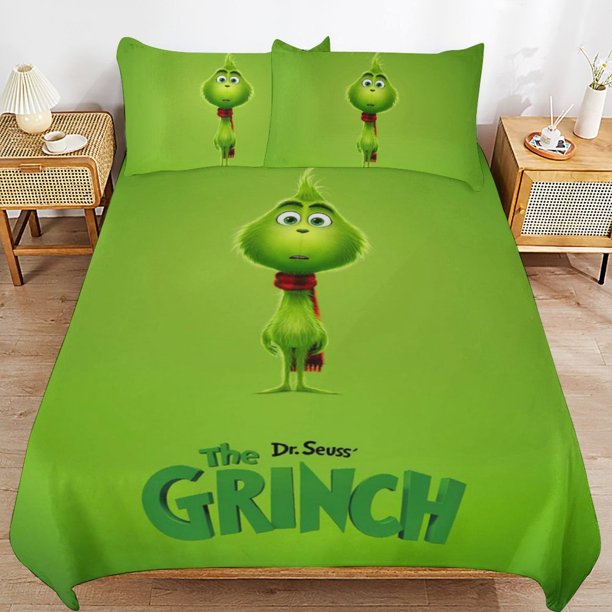 Grinch Bedding Set Duvet Cover Comfortable and Lightweight Cartoon Bedding 3 Piece (Multiple sizes to choose from)