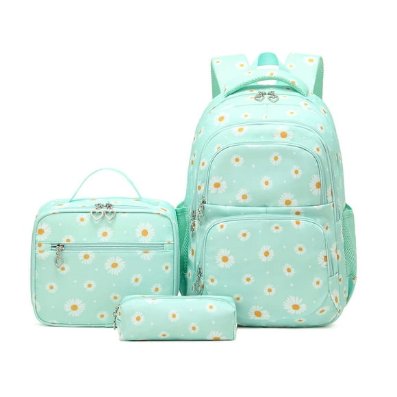 Set De Mochilas Con Estampado De Margaritas Para Niñas Con Lonchera Y Estuche Para Lápices