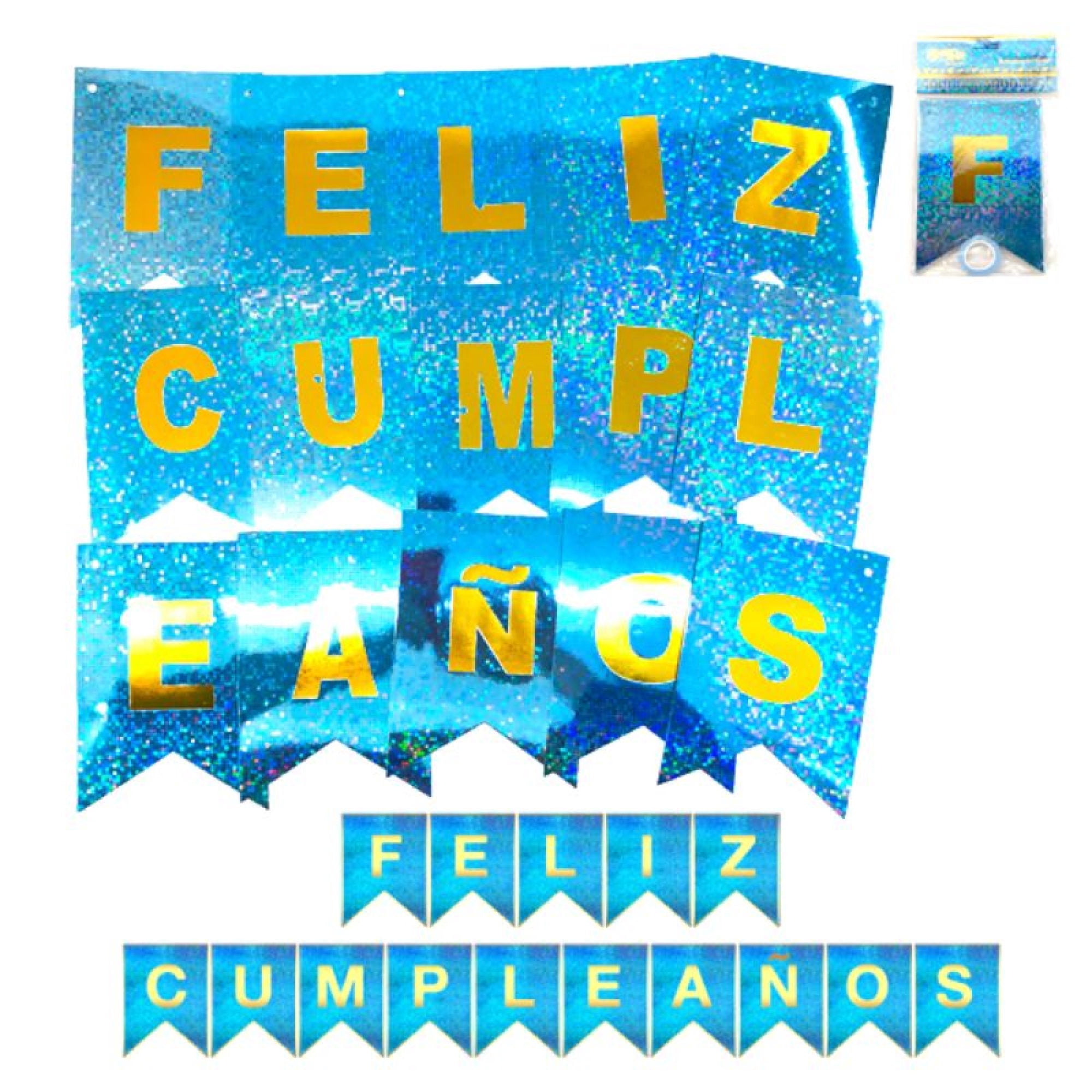 Banderín Feliz Cumpleaños Azul Party Express