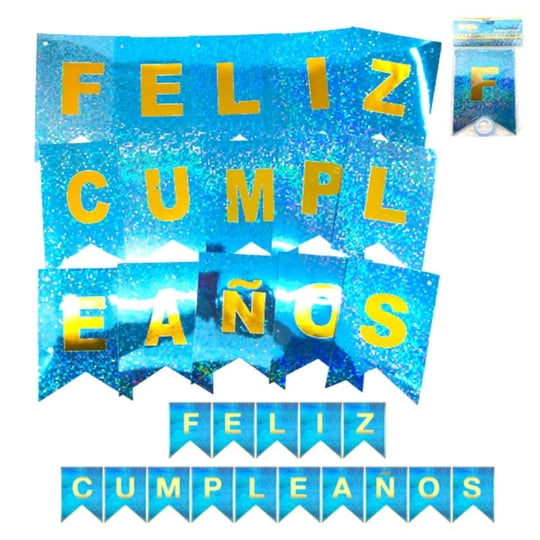Banderín Feliz Cumpleaños Azul Party Express