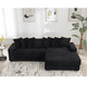 thumbnail image 3 of [NEW ARRIVED] [VIDEO PROVIDED] Oversized Two-Piece Couches, L Shaped Sofa, Corduroy, Right Chaise Daybed,with Armrests,Eight Throw Pillows,Corner Sofa,Easy To Assemble, Black, 3 of 3