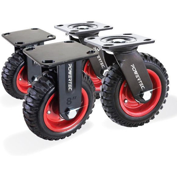Juego de 4 unidades de goma resistente Caster Wheels POWERTEC de 8 pulgadas