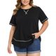 thumbnail image 1 of GRACIA Y GRANDEZA Camisetas de Verano para Mujer Tallas Grandes Manga Corta Cuello Redondo Suelto Casual Blusa de Punto Tops 2X Negro, 1 of 6