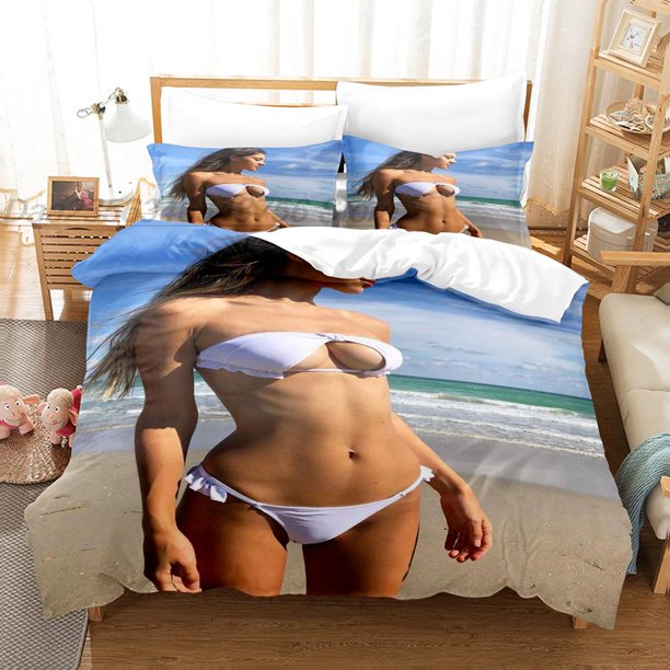 Bikini Gilr Bedding Set Single Twin Full Queen King Size Bed Set Aldult Bedroom Duvetcover Sets Kawaii Sexy Big Breasts Women Bed Sheets