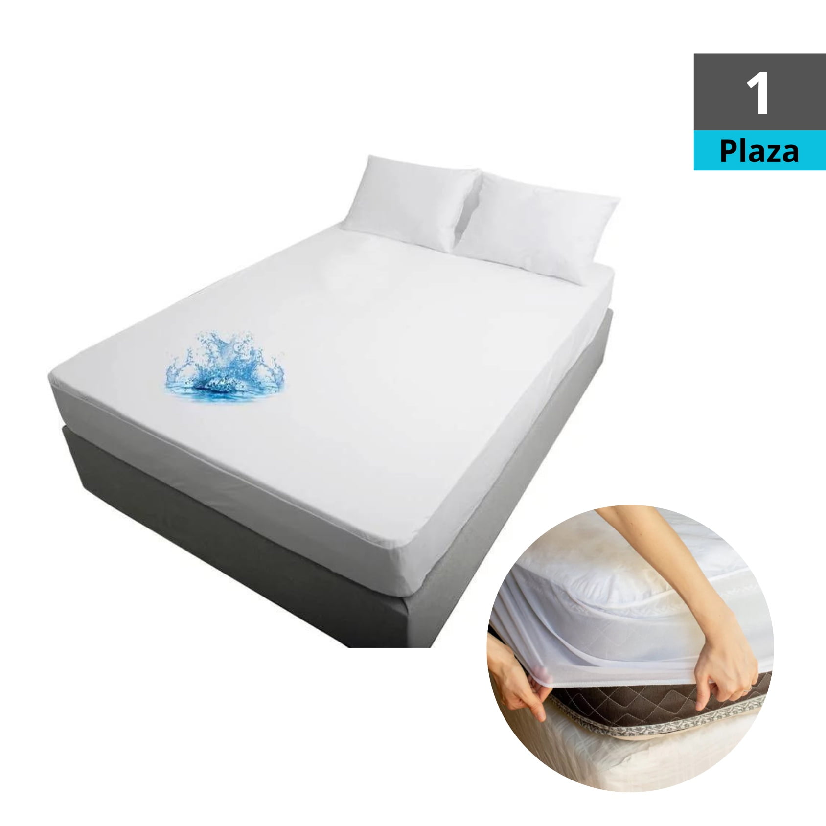 Genérico - Cubre Colchón Impermeable 1 Plaza Liso Extra Suave