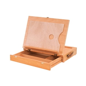 Magideal - Caballete De Madera En Caja Para Bocetos De Escritorio, Soporte Plegable Para Libros, Suministros De Arte, Caja De Almacenamiento De Pintura Para Pint M