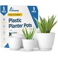 Juego De Macetas Lifemaster Ecológico, Paquete De 5 Con Orificios De Drenaje