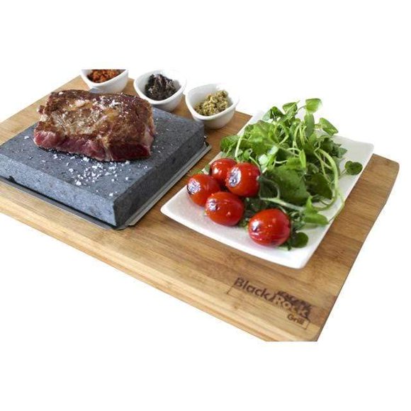 Set para carne sobre piedra Black Rock Grill con tabla de madera