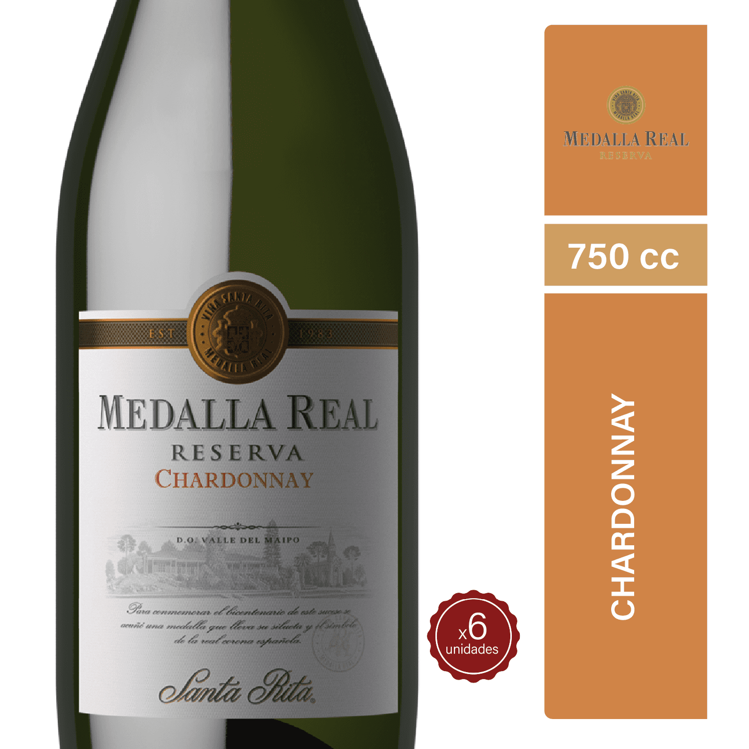 Medalla Real Reserva - Vino Medalla Real Chardonnay 750cc X6