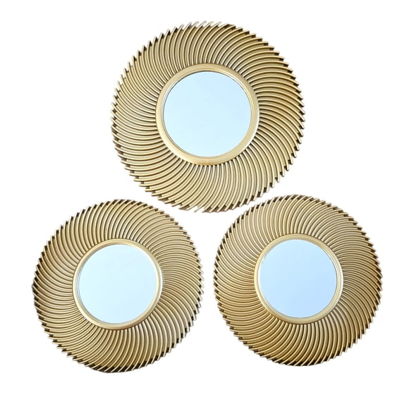 Set de 3 Espejos Decorativos de Pared Dorados Diseño Sol