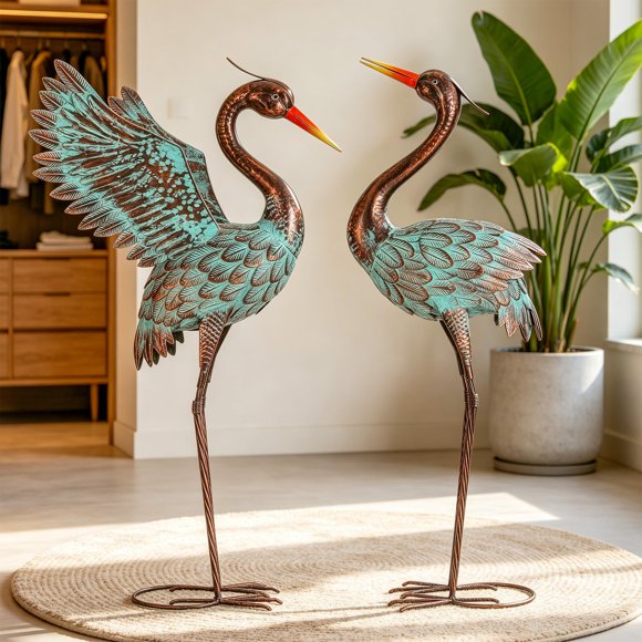 Escultura Autodaya 94 cm Garza Azul con Pátina