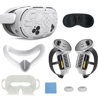 Genérico - Kit De Accesorios 7 En 1 Para El Casco De Realidad Virtual Meta Quest 3: Empuñaduras Para El Mando, Correa De Mano, Funda Facial De Silicona Y Juego De Protectores De Lente.-Blanco