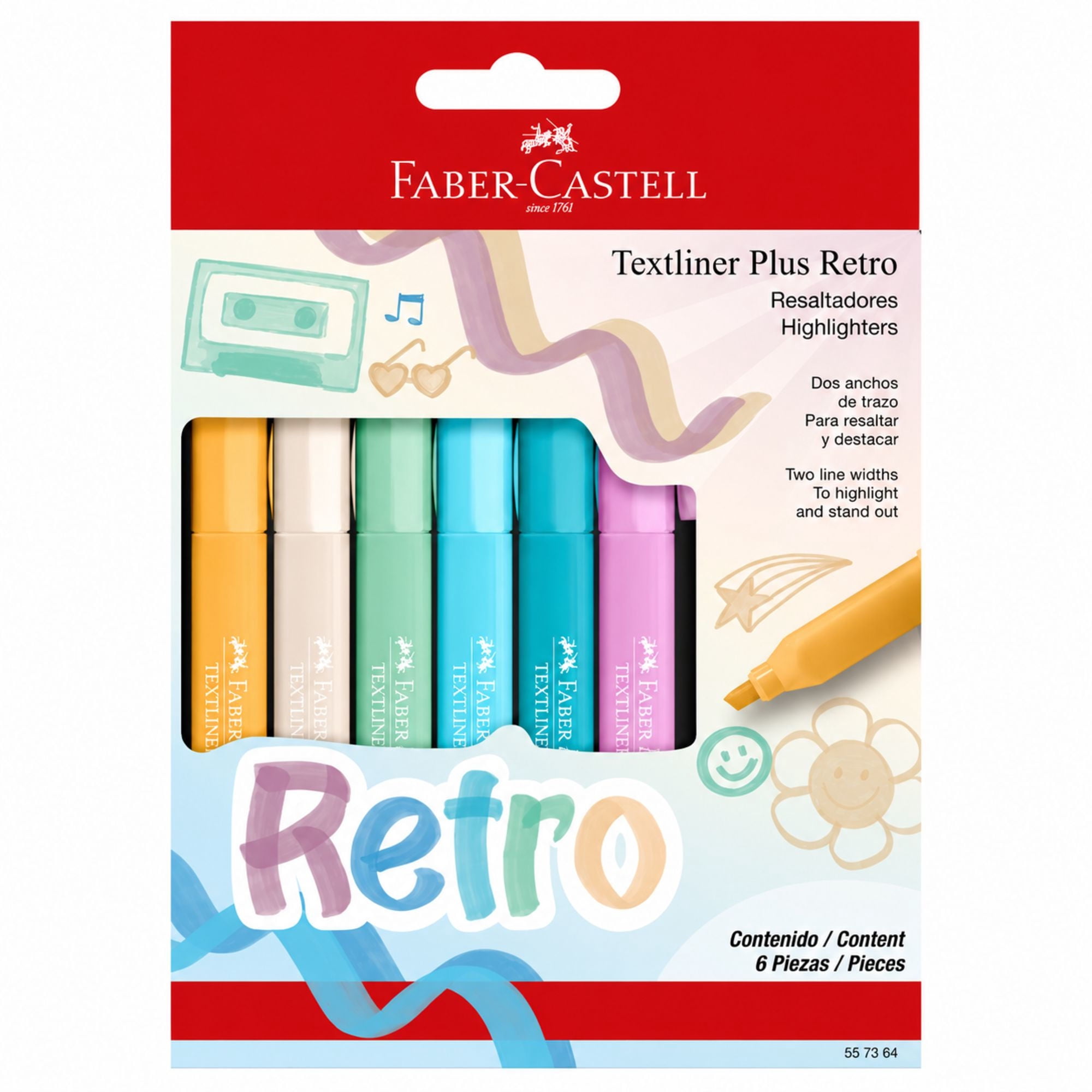 Destacador Textliner Plus Retro Cartón X6 Faber-castell