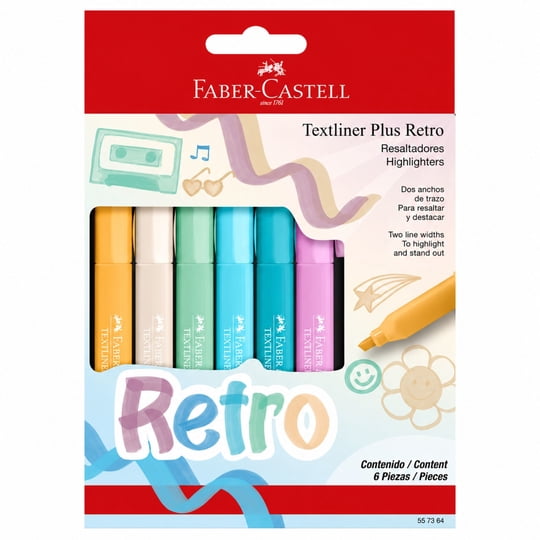 Destacador Textliner Plus Retro Cartón X6 Faber-castell