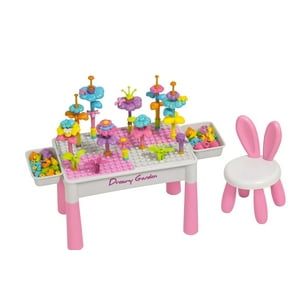 Genérico - Mesa De Bloques Didactica 6 En 1 Con 89 Piezas Y Silla