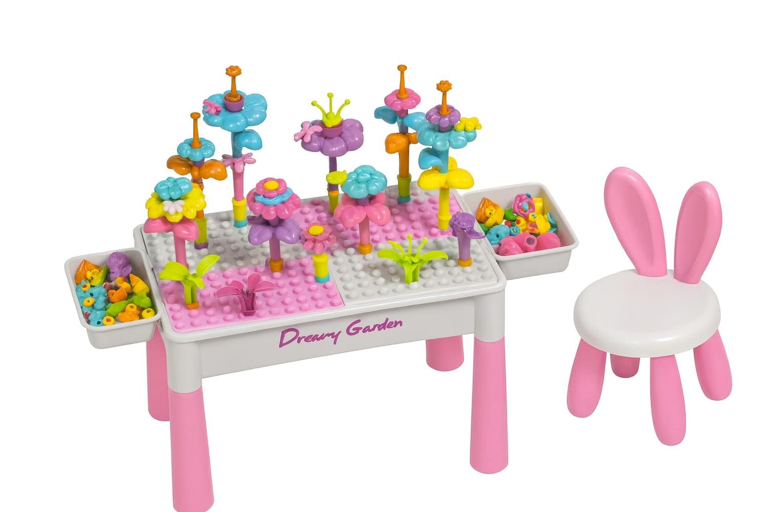 Genérico - Mesa De Bloques Didactica 6 En 1 Con 89 Piezas Y Silla