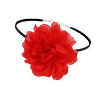 Magideal - Collar De Gargantilla De Flores, Collar De Flores Grande, Elegante, Romántico, Gargantilla De Flores Grandes Para Novia, Cumpleaños, Compromiso, Hallo Rojo