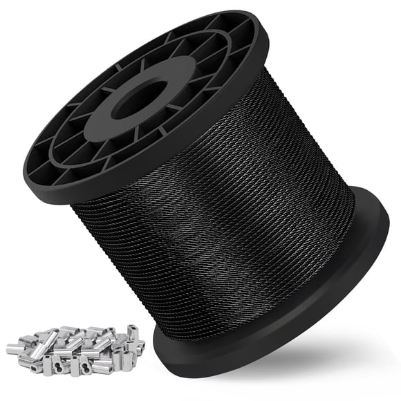 Cable de acero inoxidable 304 de 1,53 mm, 100 m, con manguitos para engarzar