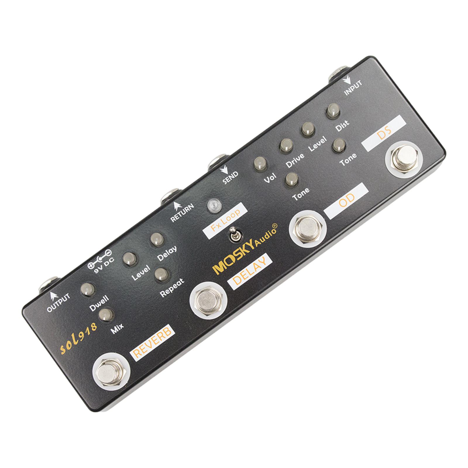Magideal - Pedal De Guitarra Multiefectos, Equipo De Audio, Interruptor Verdadero, Carcasa De Metal Versátil Y Compacta, Efector De Guitarra Eléctrica De 9V