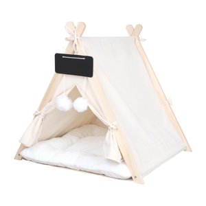 Ioensy - Refugio Tipi Para Mascotas, Tienda De Campaña Para Gatos, Cama Con Cojín Para Gatito, Interior, Exterior, Cachorro, Color Beige