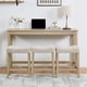 thumbnail image 1 of 4 Piece Bar Table Set with Power Outlet,Bar Table Set with Chairs,Sofa Bar Table with Stools,Behind Couch Table with 3 Padded Stools for Living Room,Dining room, Light Oak, 1 of 3