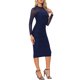 thumbnail image 4 of INSPIRE CHIC Vestido de Malla para Mujer Cuello Alto Manga Larga Fruncido Cóctel Vestidos Ajustados XS Azul Marino, 4 of 6