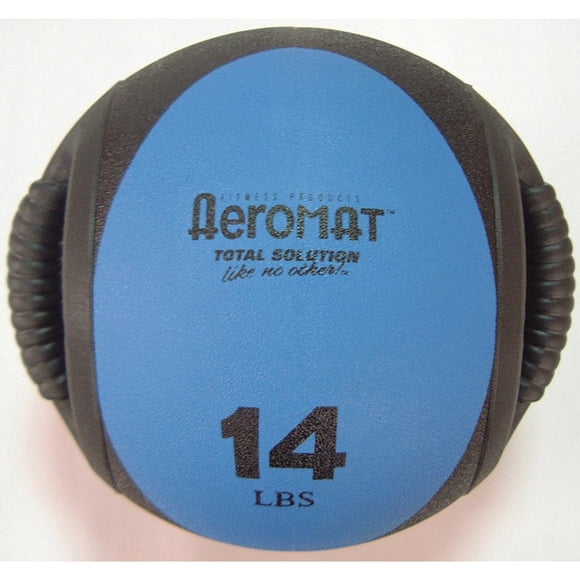 Balón medicinal Aeromat Dual Grip, 6,35 kg, negro/azul, 9 cm de diámetro