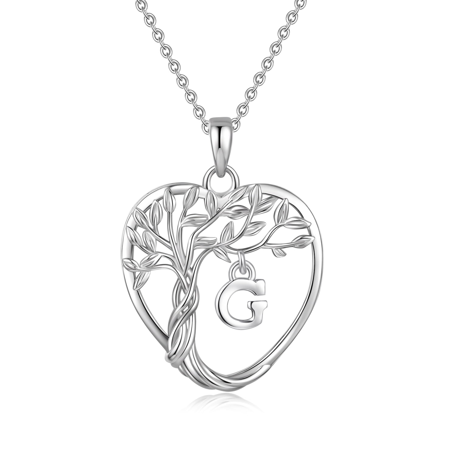 Heshpaws 925 Collar De Árbol Eterno De La Vida De Plata De Ley Para Mujeres A-z Carta Inicial Collar, Regalo De Joyería De Cumpleaños Aniversario