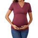 thumbnail image 1 of INSPIRE CHIC Blusa de Verano para Mujeres de Enfermería Cuello en V Manga Corta Lactancia Embarazo Camisetas Fruncidas XX-Grande Rojo, 1 of 6